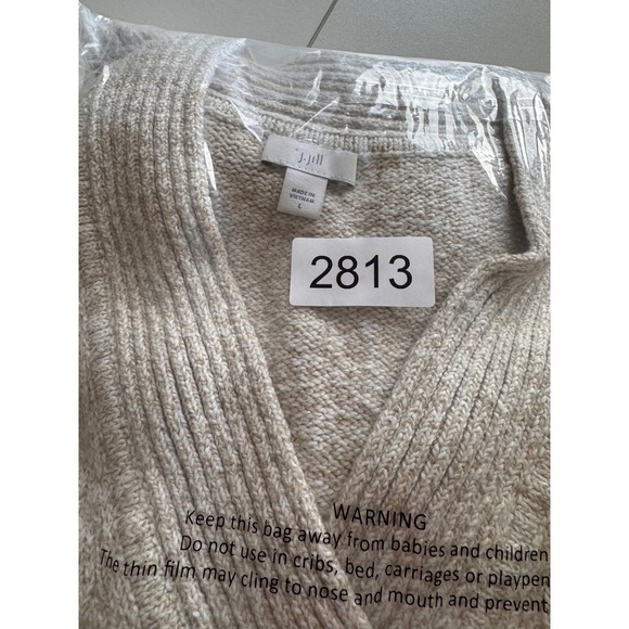 JJill Womens Beige Speckled V Neck Long Sleeve Knit Sweater Size L Casual Cozy - Picture 8 of 8